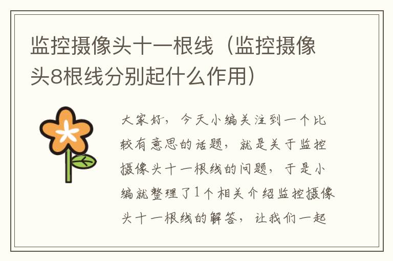 监控摄像头十一根线(监控摄像头8根线分别起什么作用)