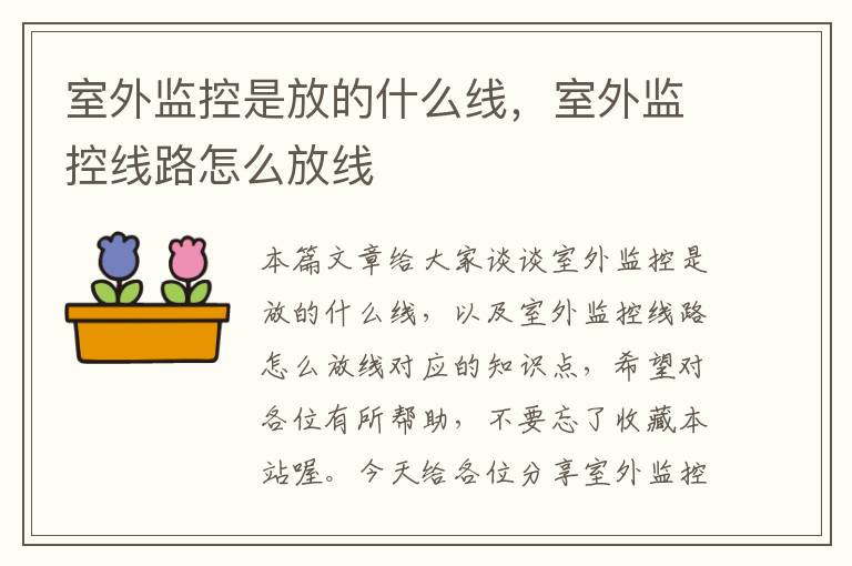 室外监控是放的什么线,室外监控线路怎么放线