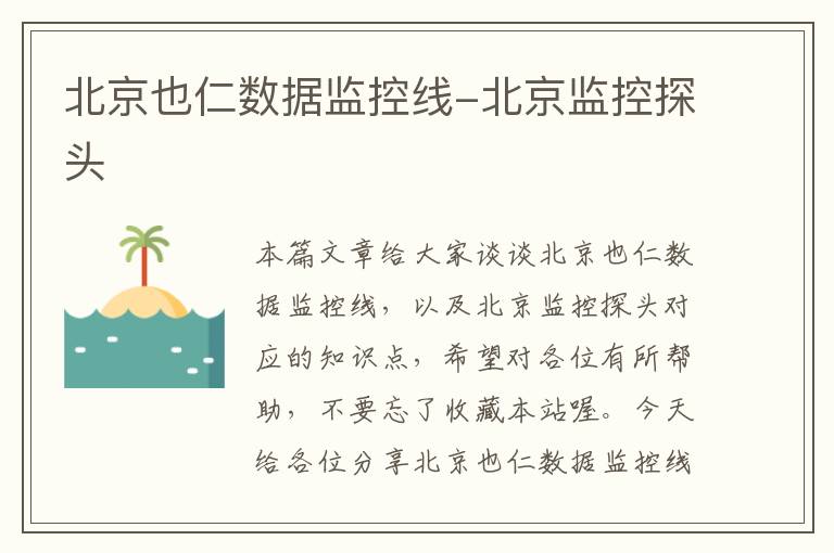 北京也仁数据监控线-北京监控探头