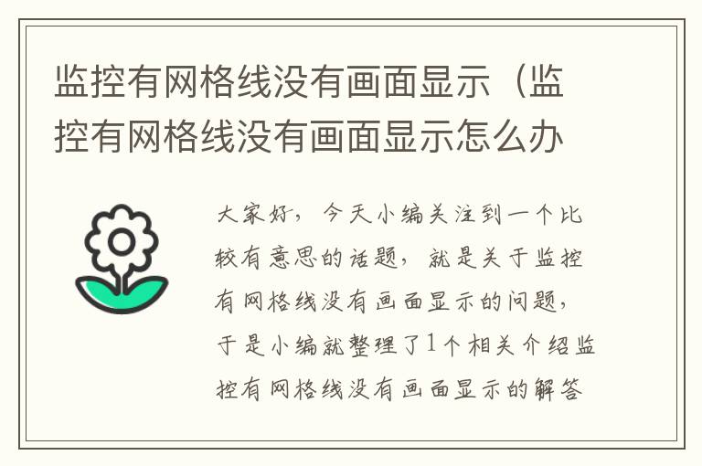 监控有网格线没有画面显示(监控有网格线没有画面显示怎么办)