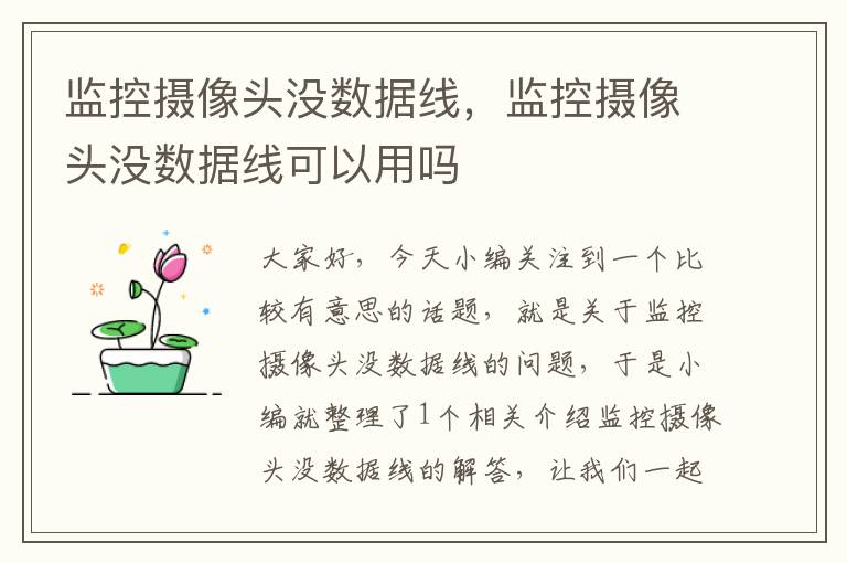 监控摄像头没数据线,监控摄像头没数据线可以用吗