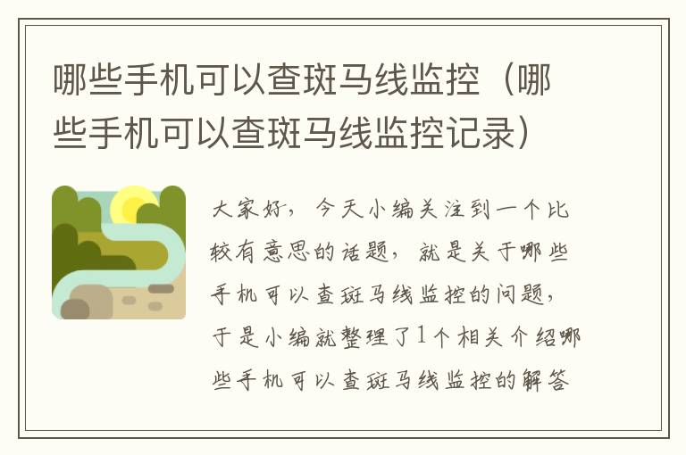 哪些手机可以查斑马线监控(哪些手机可以查斑马线监控记录)