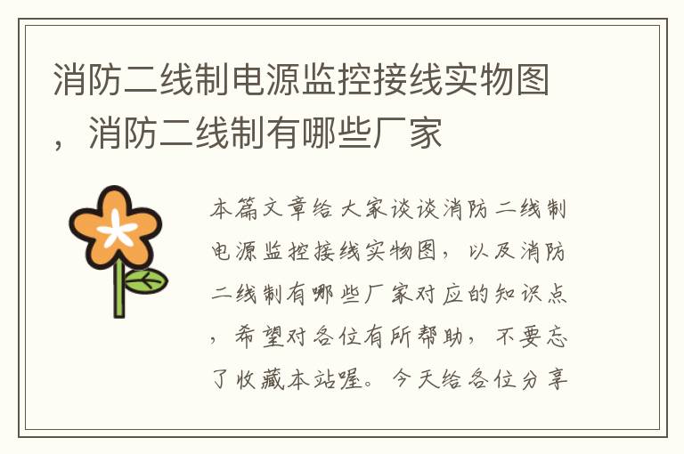 消防二线制电源监控接线实物图,消防二线制有哪些厂家