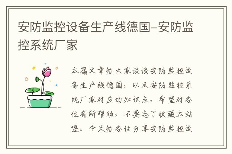 安防监控设备生产线德国-安防监控系统厂家