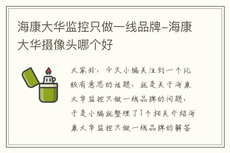 海康大华监控只做一线品牌-海康大华摄像头哪个好