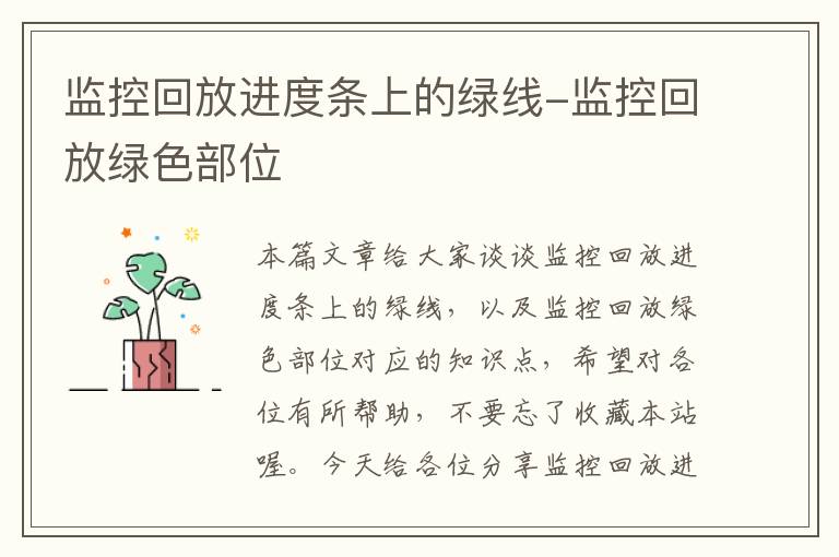 监控回放进度条上的绿线-监控回放绿色部位
