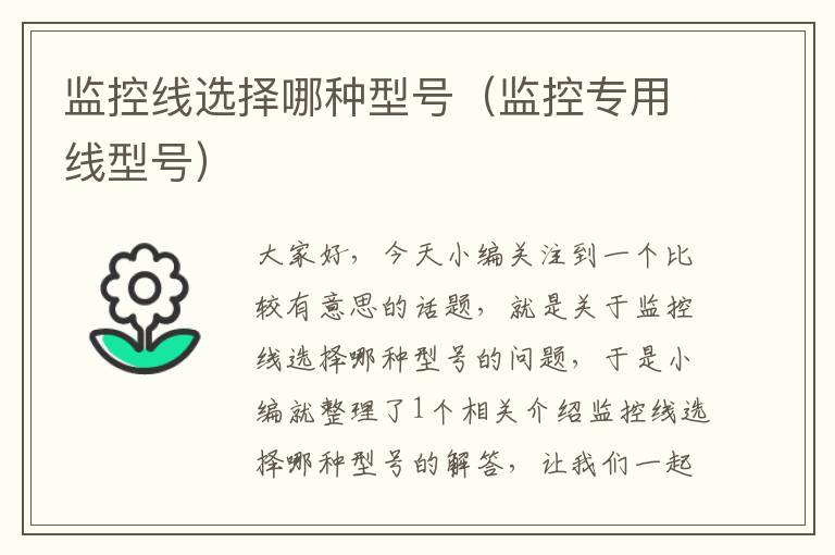 监控线选择哪种型号(监控专用线型号)