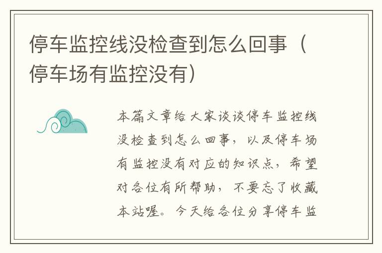 停车监控线没检查到怎么回事(停车场有监控没有)