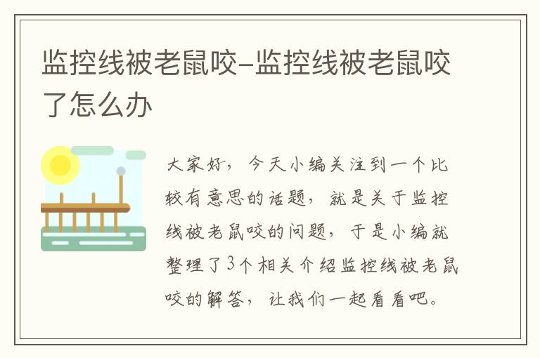 监控线被老鼠咬-监控线被老鼠咬了怎么办