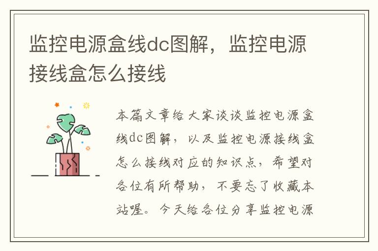 监控电源盒线dc图解,监控电源接线盒怎么接线