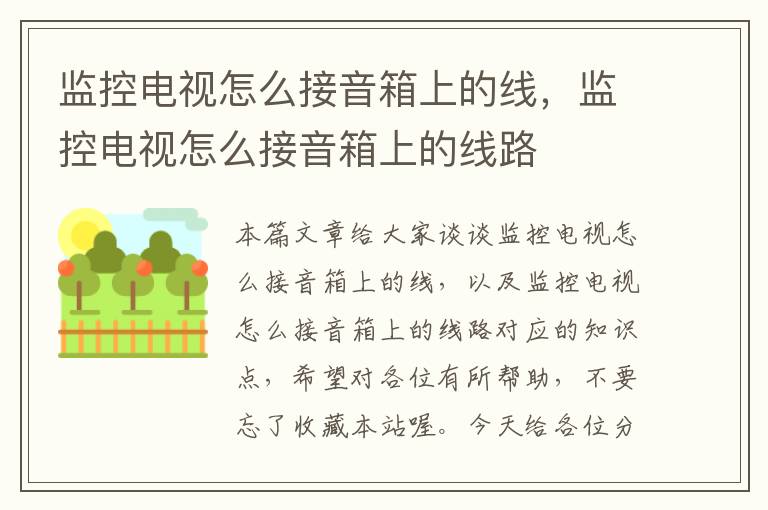 监控电视怎么接音箱上的线,监控电视怎么接音箱上的线路