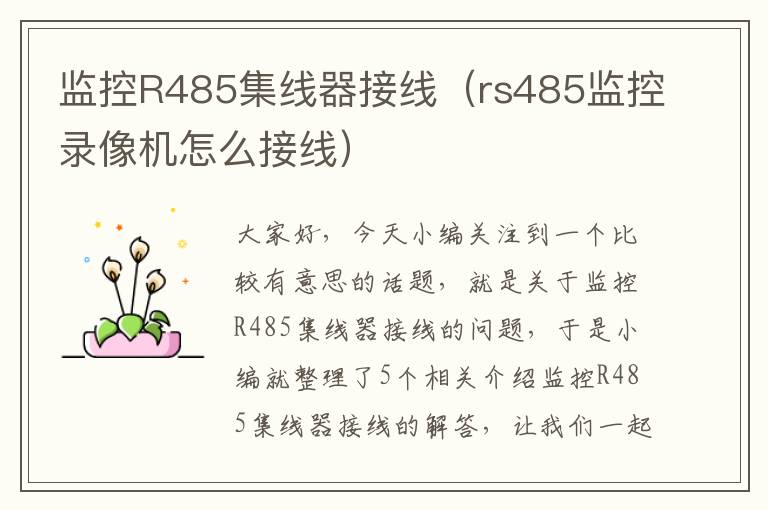 监控R485集线器接线(rs485监控录像机怎么接线)