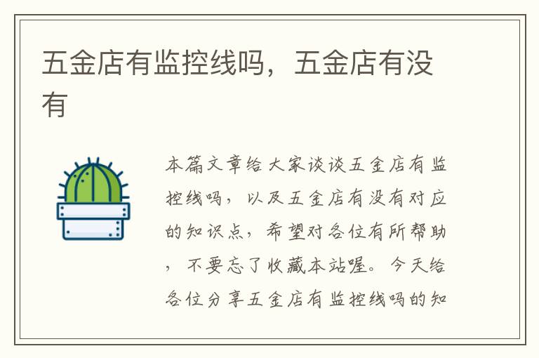 五金店有监控线吗,五金店有没有