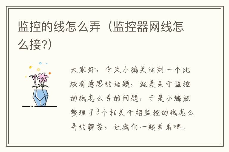 监控的线怎么弄(监控器网线怎么接?)