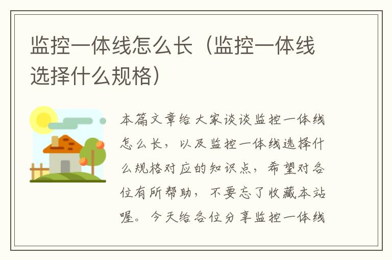 监控一体线怎么长(监控一体线选择什么规格)