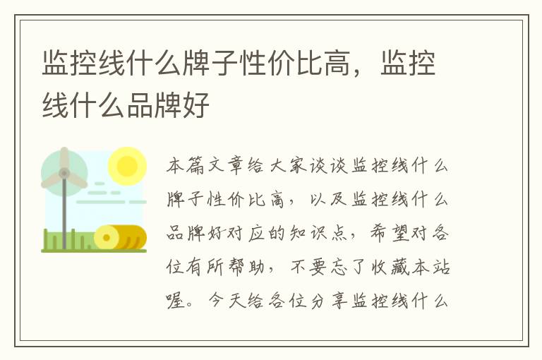 监控线什么牌子性价比高,监控线什么品牌好