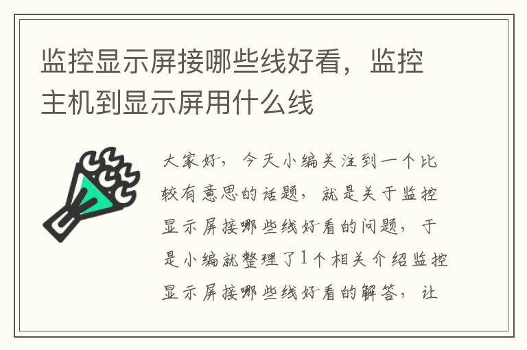 监控显示屏接哪些线好看,监控主机到显示屏用什么线