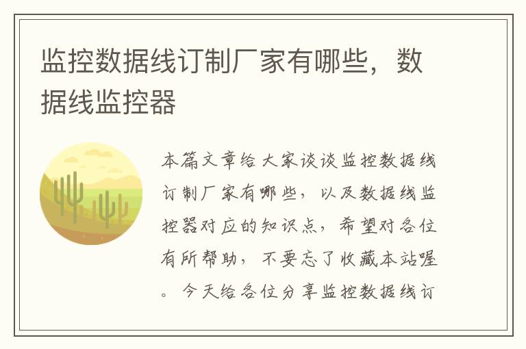 监控数据线订制厂家有哪些,数据线监控器