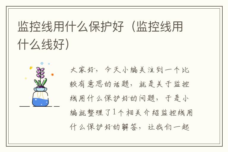 监控线用什么保护好(监控线用什么线好)