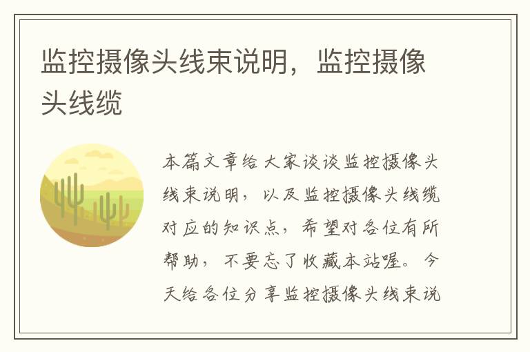 监控摄像头线束说明,监控摄像头线缆