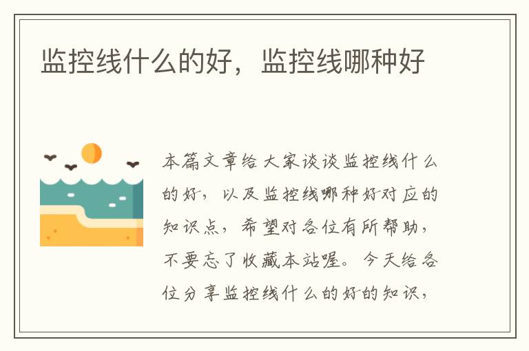 监控线什么的好,监控线哪种好