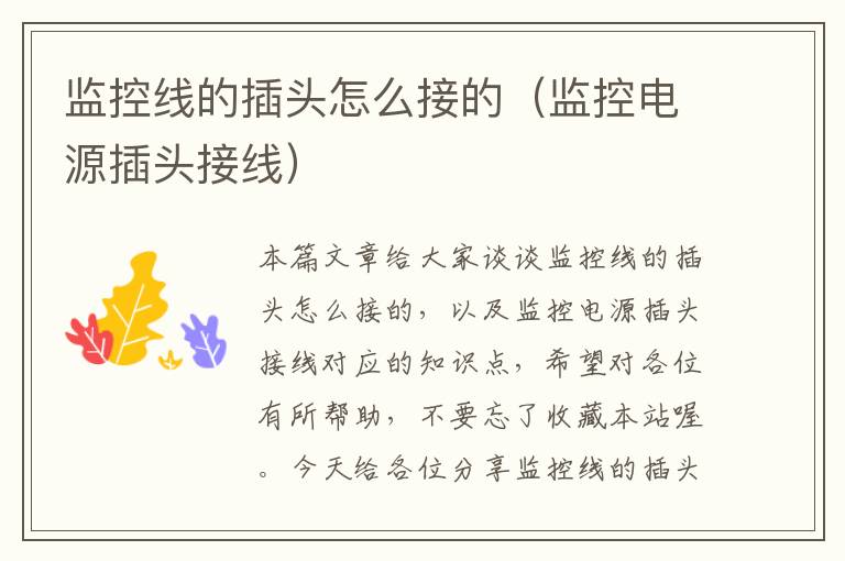 监控线的插头怎么接的(监控电源插头接线)