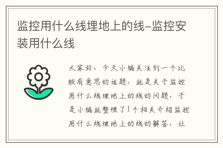监控用什么线埋地上的线-监控安装用什么线