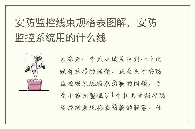 安防监控线束规格表图解,安防监控系统用的什么线