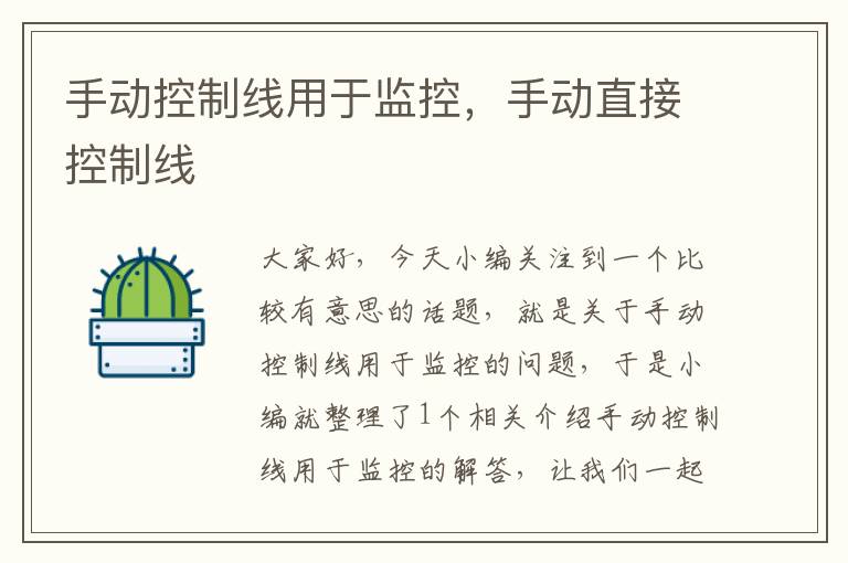 手动控制线用于监控,手动直接控制线