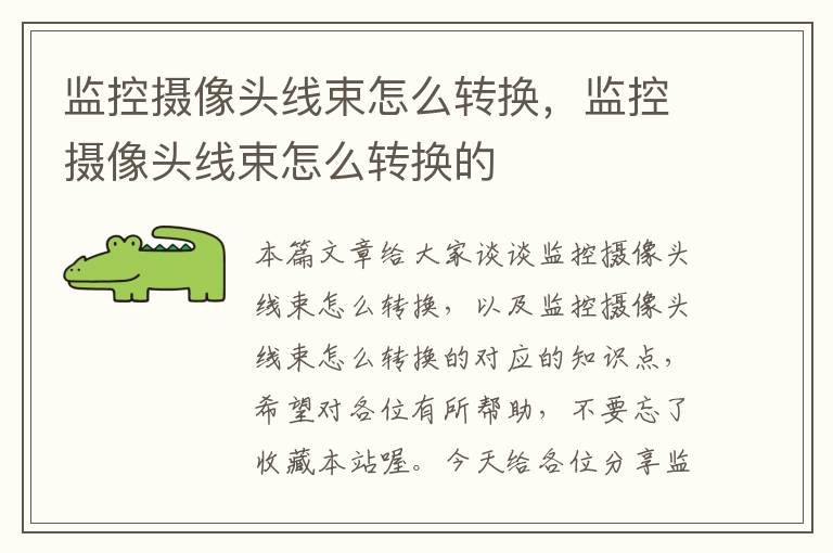 监控摄像头线束怎么转换，监控摄像头线束怎么转换的