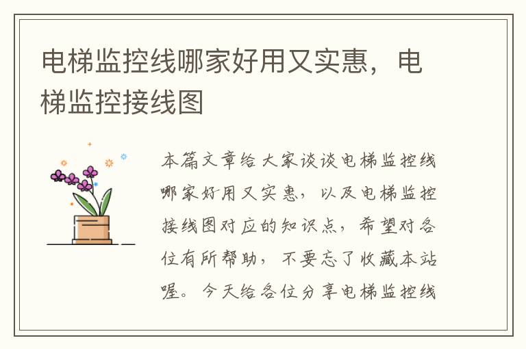 电梯监控线哪家好用又实惠,电梯监控接线图