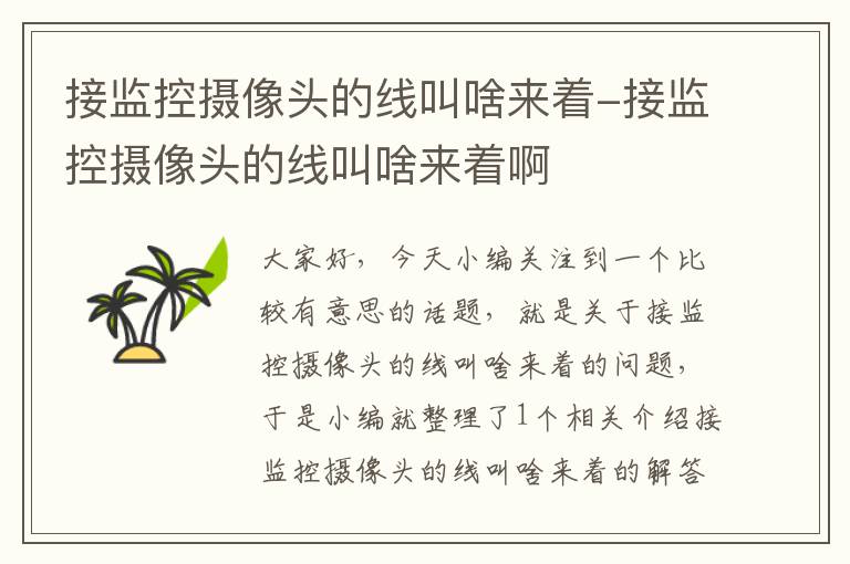 接监控摄像头的线叫啥来着-接监控摄像头的线叫啥来着啊