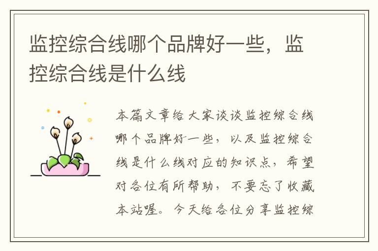 监控综合线哪个品牌好一些,监控综合线是什么线