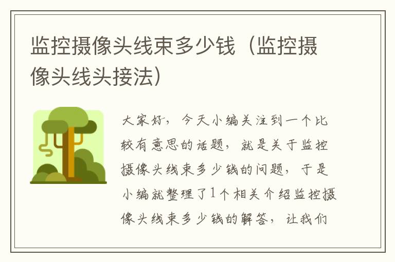 监控摄像头线束多少钱（监控摄像头线头接法）