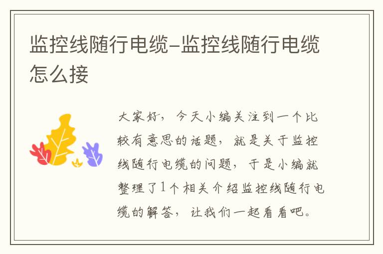 监控线随行电缆-监控线随行电缆怎么接