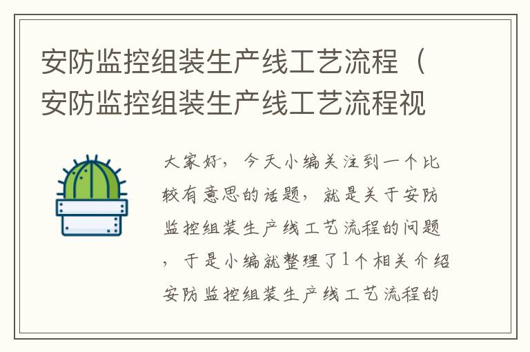 安防监控组装生产线工艺流程(安防监控组装生产线工艺流程视频)