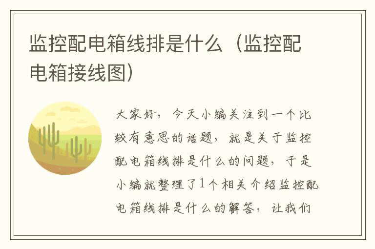 监控配电箱线排是什么(监控配电箱接线图)