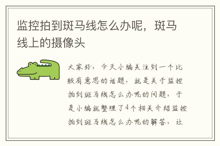监控拍到斑马线怎么办呢,斑马线上的摄像头