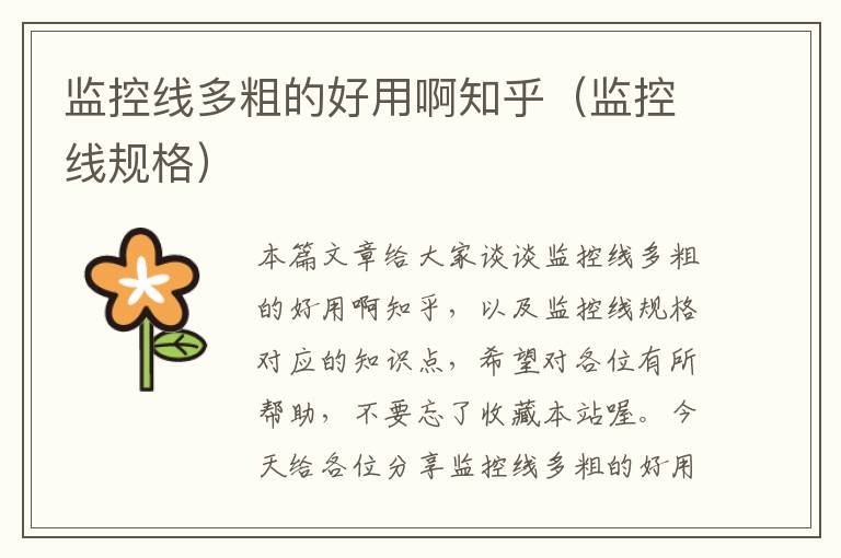 监控线多粗的好用啊知乎(监控线规格)