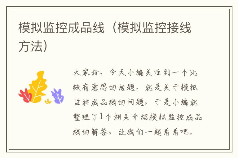 模拟监控成品线(模拟监控接线方法)