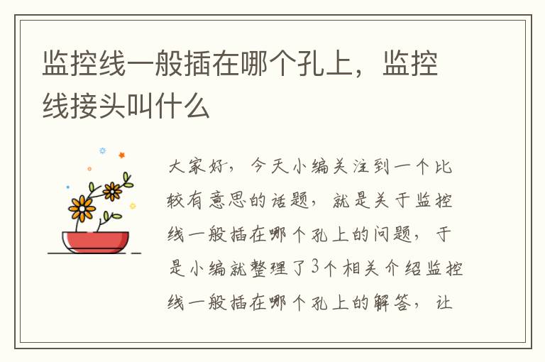 监控线一般插在哪个孔上,监控线接头叫什么