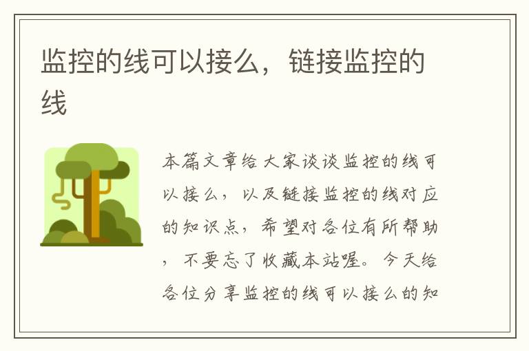 监控的线可以接么,链接监控的线