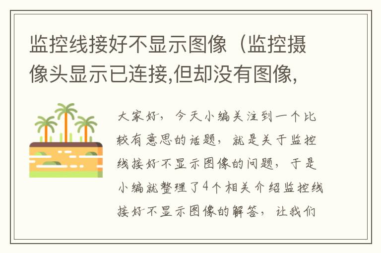 监控线接好不显示图像(监控摄像头显示已连接,但却没有图像,如何解决?)