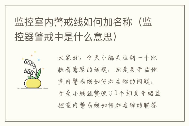 监控室内警戒线如何加名称(监控器警戒中是什么意思)
