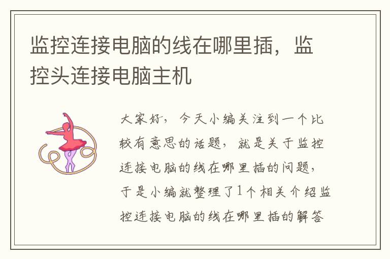 监控连接电脑的线在哪里插,监控头连接电脑主机