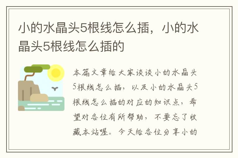 小的水晶头5根线怎么插,小的水晶头5根线怎么插的