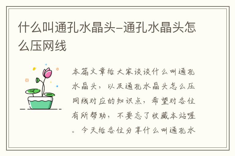 什么叫通孔水晶头-通孔水晶头怎么压网线