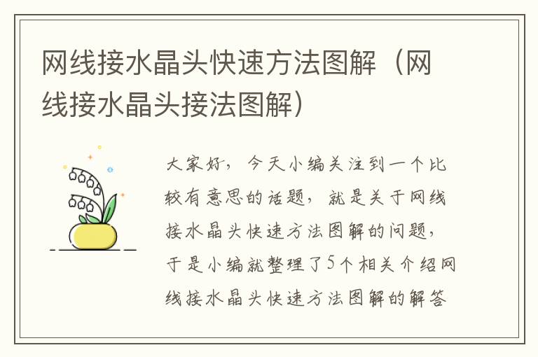 网线接水晶头快速方法图解(网线接水晶头接法图解)