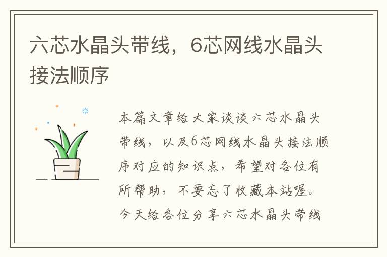 六芯水晶头带线,6芯网线水晶头接法顺序