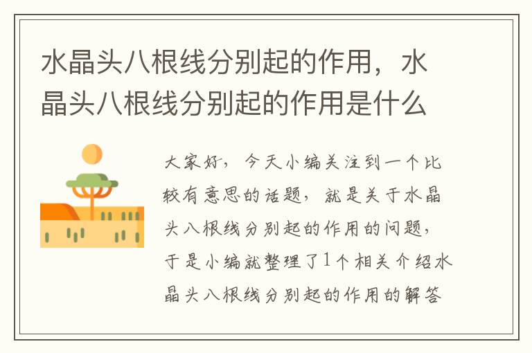 水晶头八根线分别起的作用,水晶头八根线分别起的作用是什么